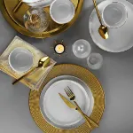 Porland Almina 18 Parça Yemek ve Sunum Takımı Altın Fileli resmi